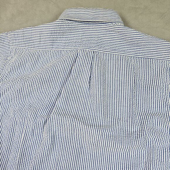 Gitman Bros Seersucker Shirt Mens M Button Down Short Sleeve Business Striped - Picture 10 of 14